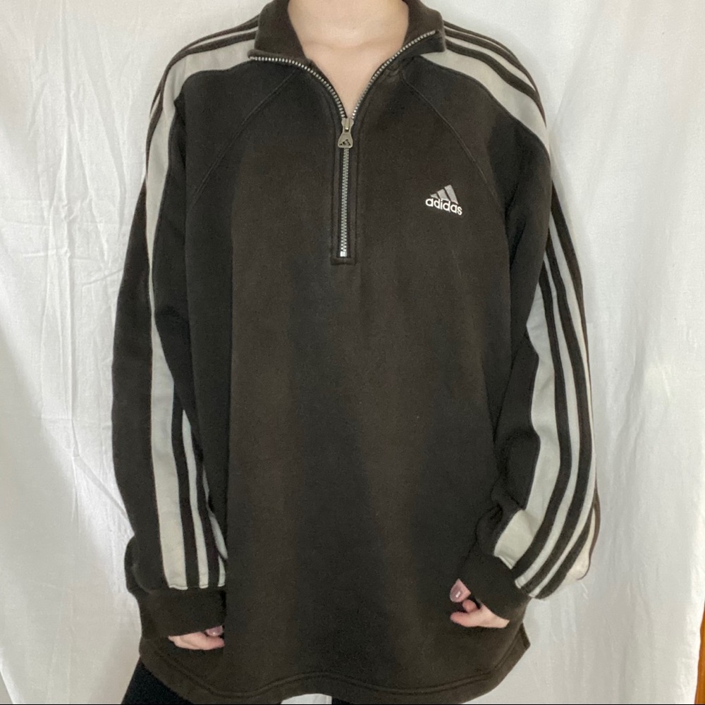 Men’s Adidas Black and Gray Quarter Zip Jacket